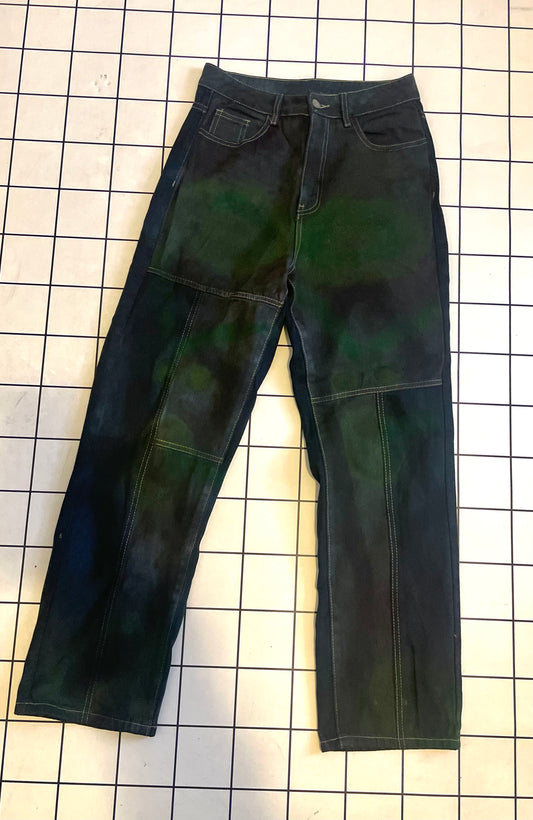 Navy Tie Dye Spray Painted Denim