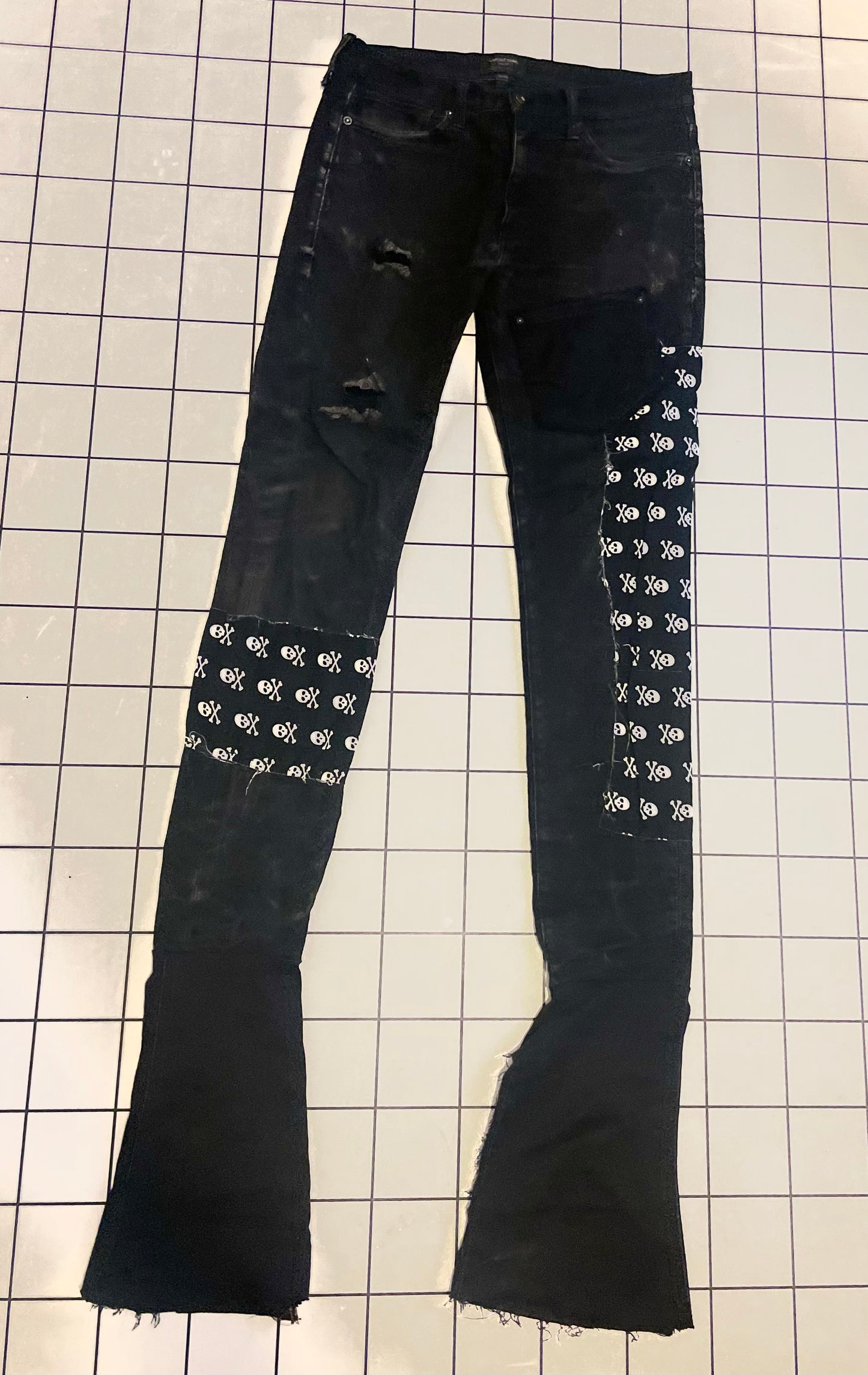 Skeleton Black Stacked Denim