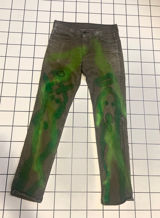 Tan Spray Painted Jeans