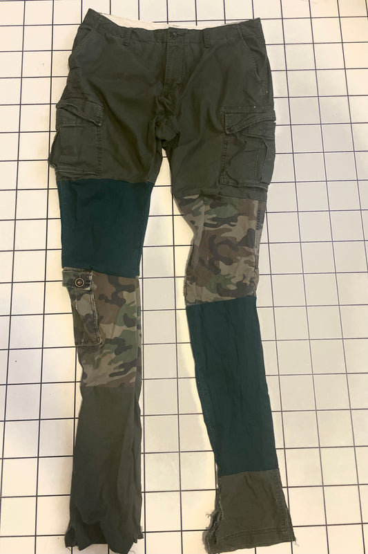 Cargo Green Mixture Stacked Trousers