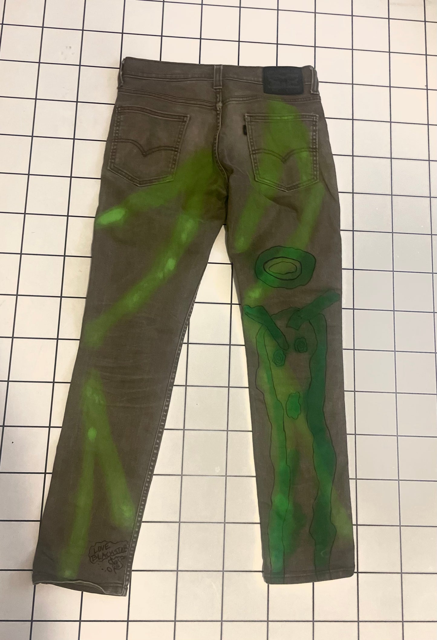 Tan Spray Painted Jeans