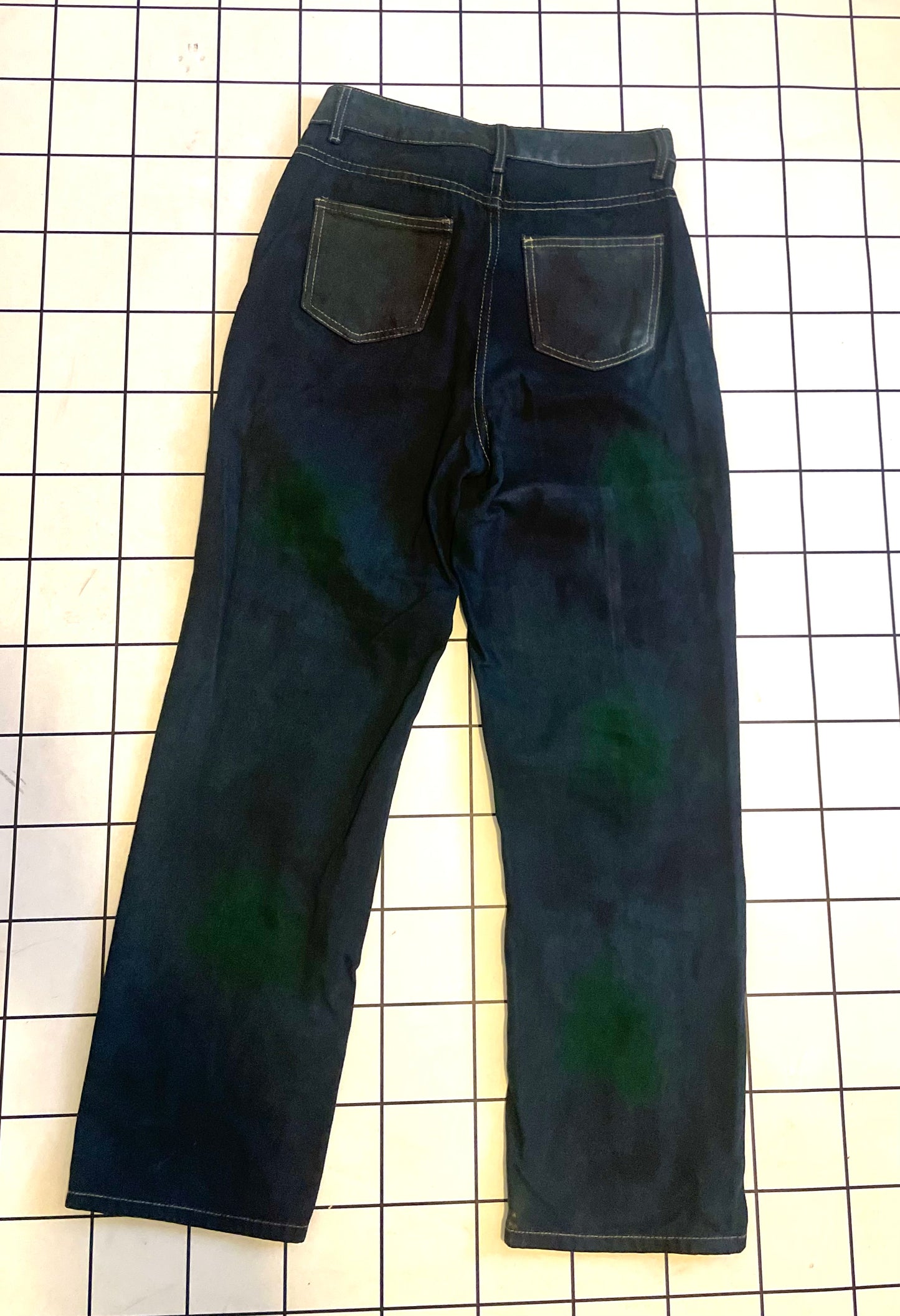 Navy Tie Dye Spray Painted Denim